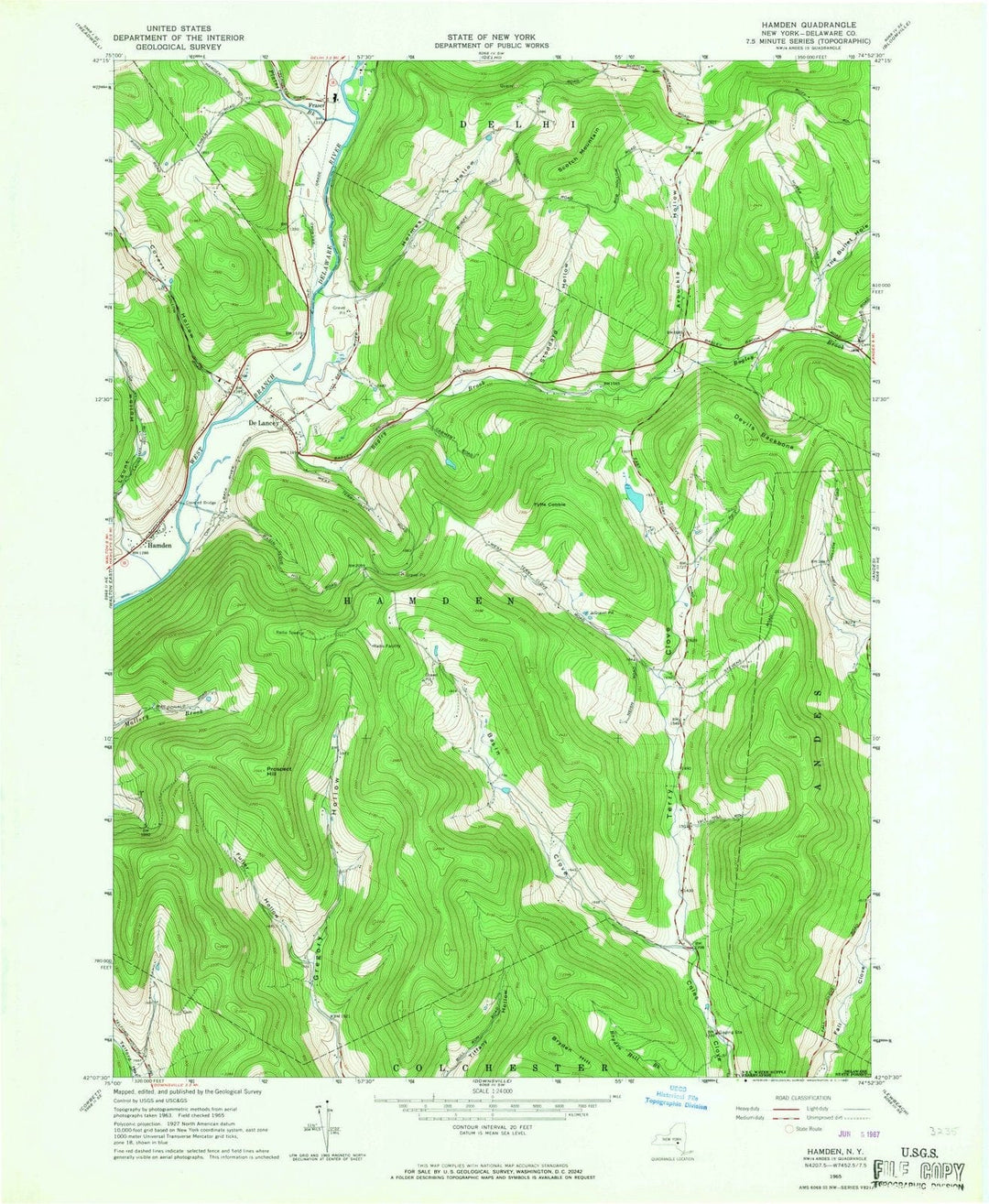 1965 Hamden, NY - New York - USGS Topographic Map