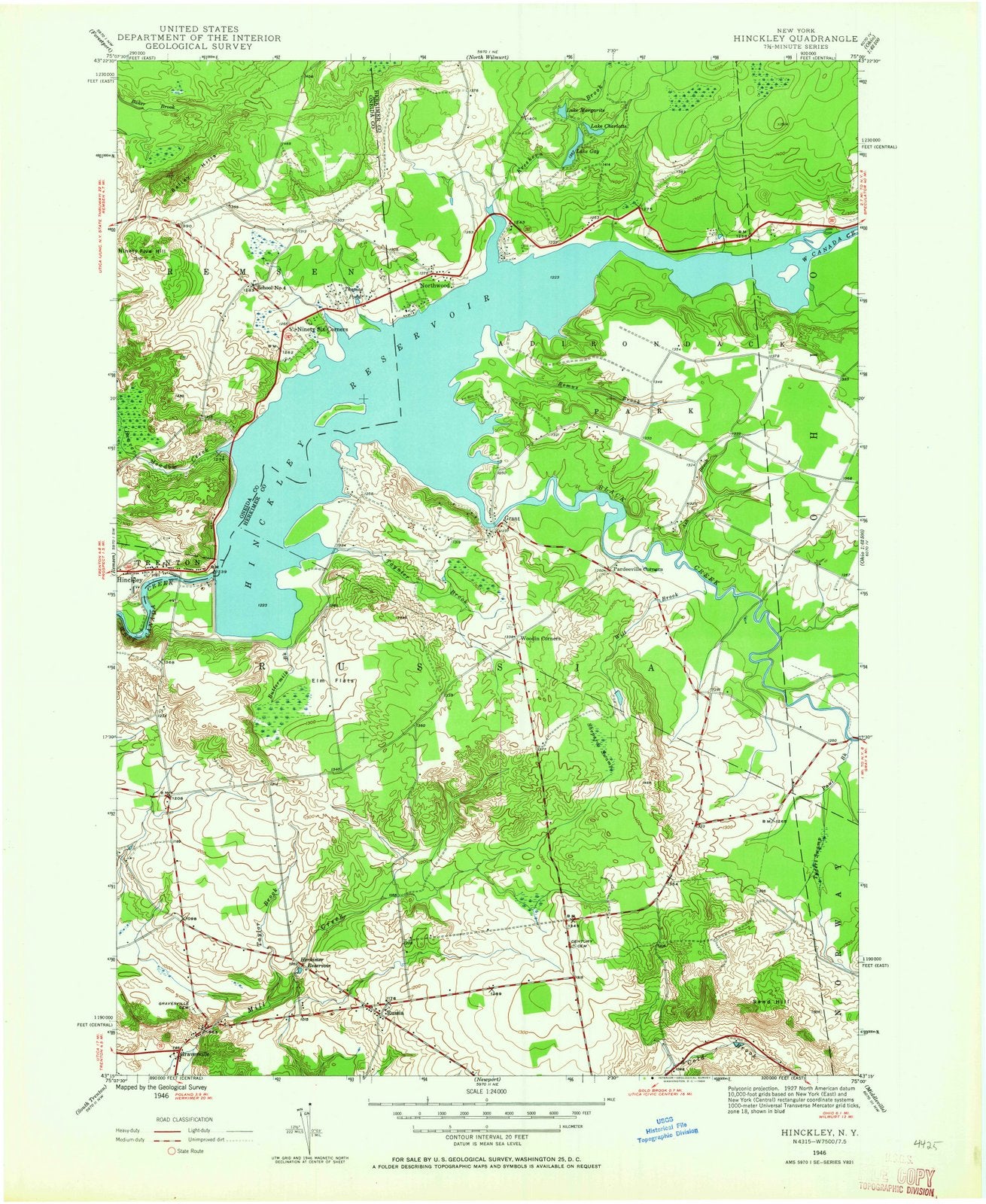 1946 Hinckley, NY - New York - USGS Topographic Map