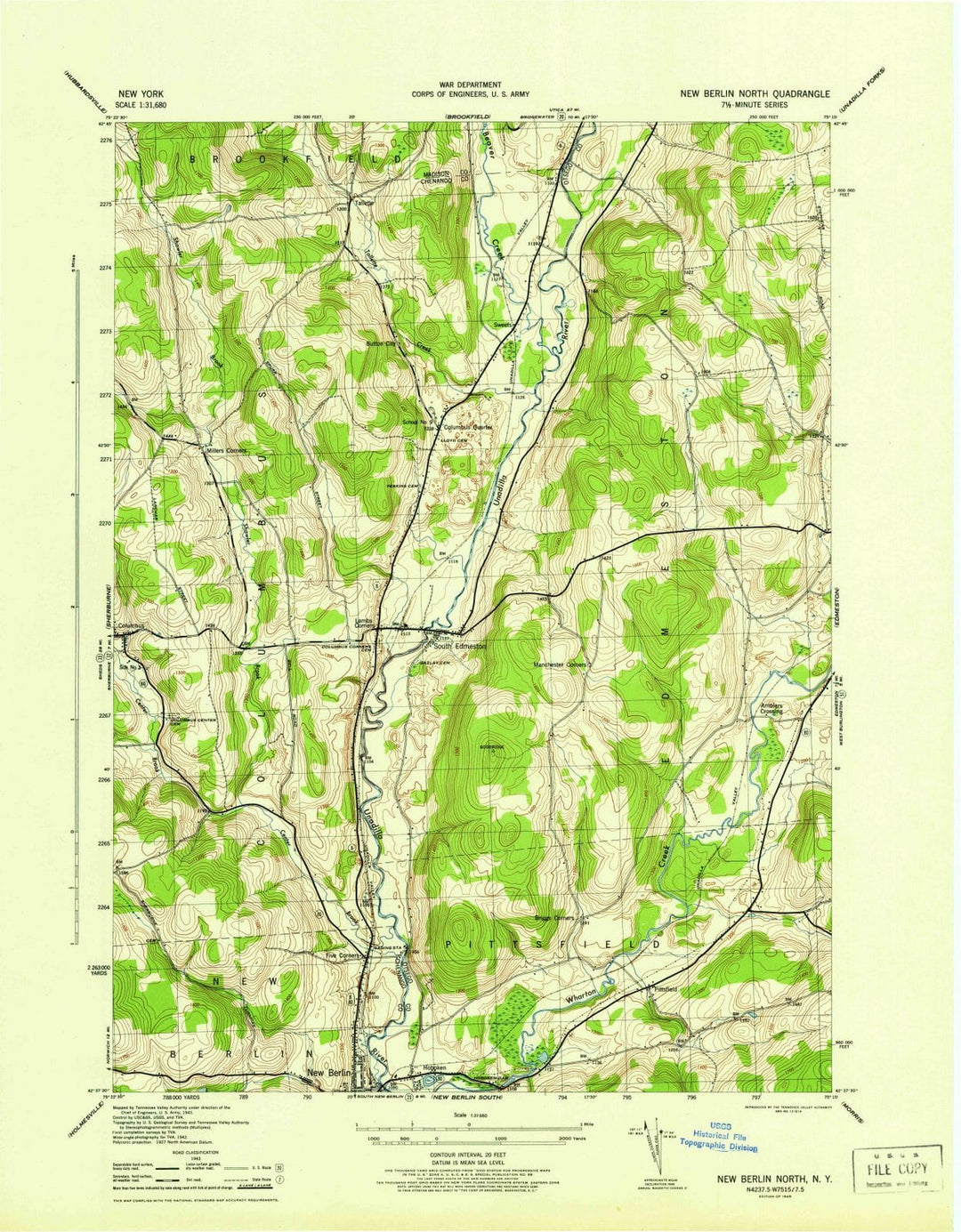 1945 New Berlin North, NY - New York - USGS Topographic Map