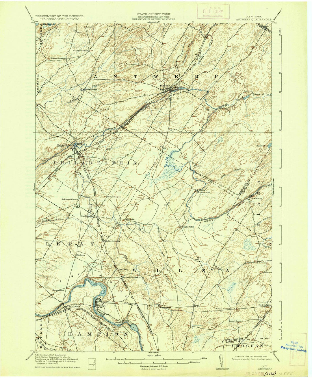 1911 Antwerp, NY - New York - USGS Topographic Map