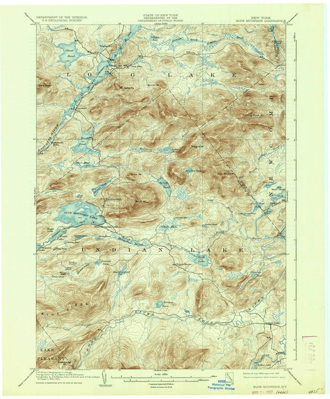 1903 Blue Mountain, NY - New York - USGS Topographic Map