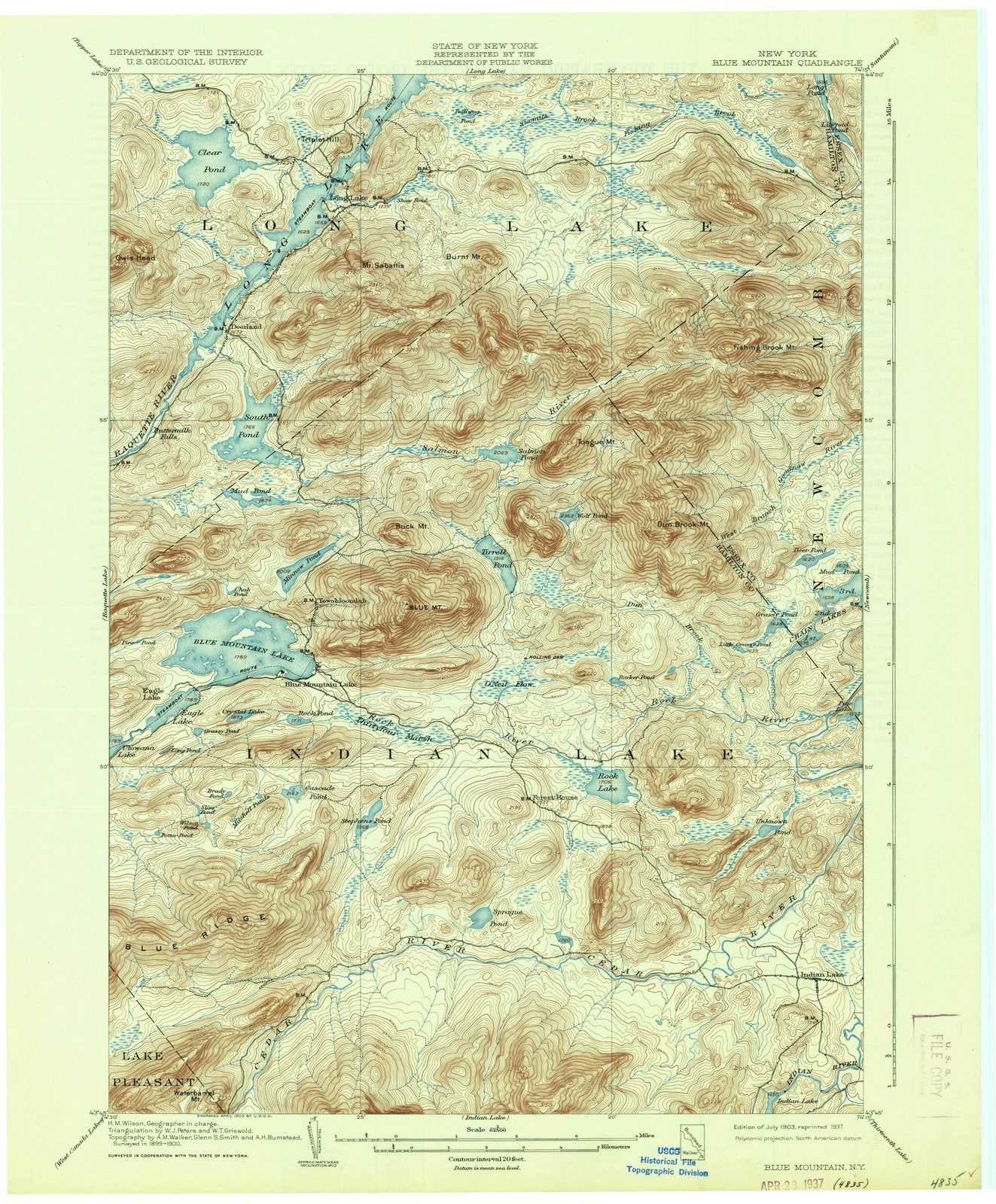 1903 Blue Mountain, NY - New York - USGS Topographic Map