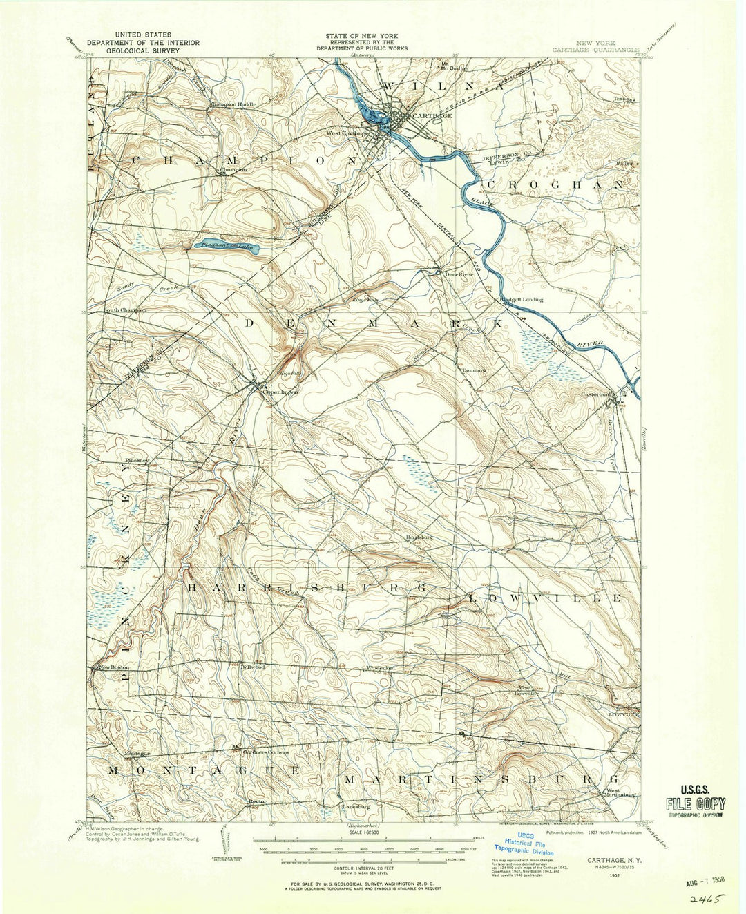 1902 Carthage, NY - New York - USGS Topographic Map