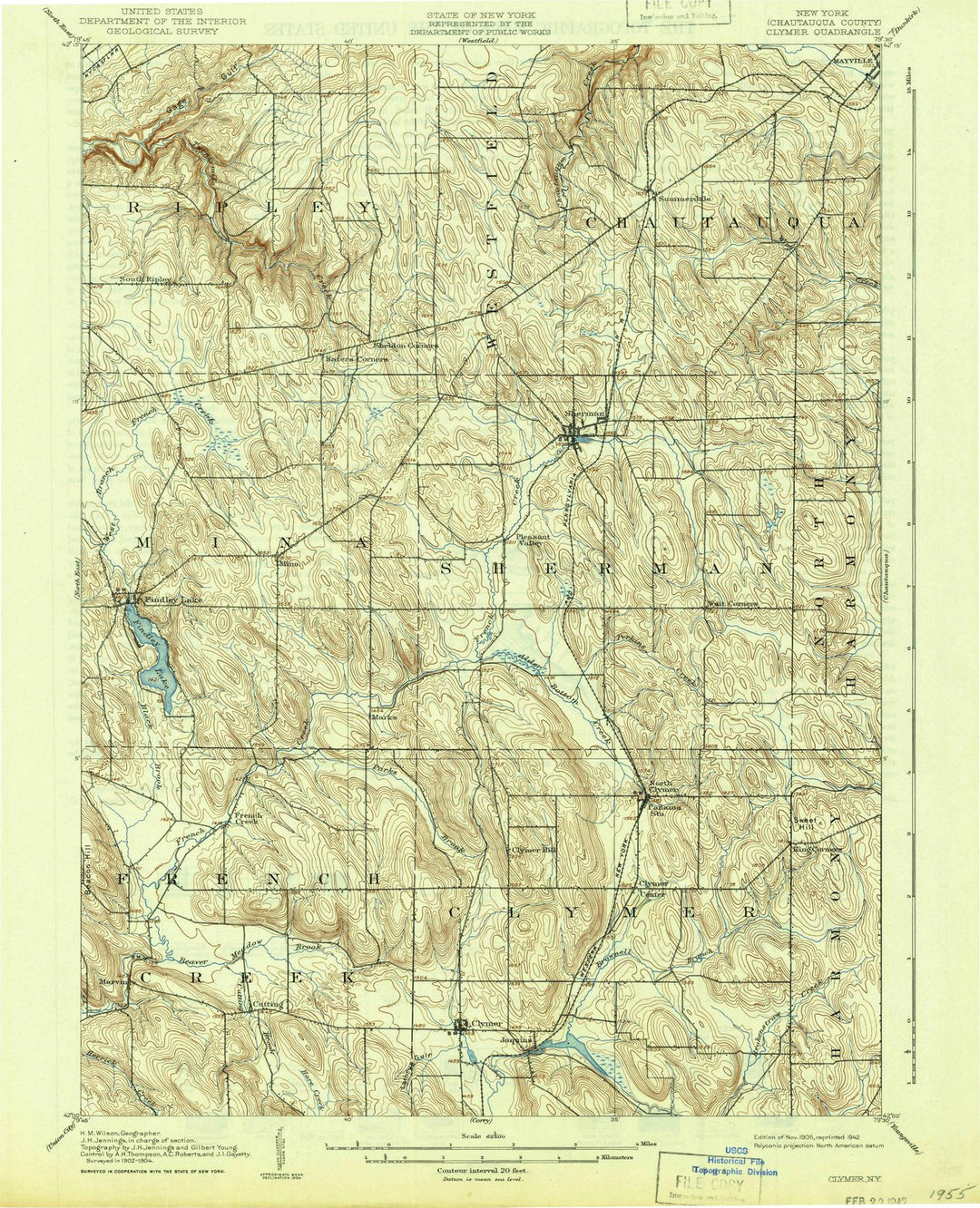 1905 Clymer, NY - New York - USGS Topographic Map