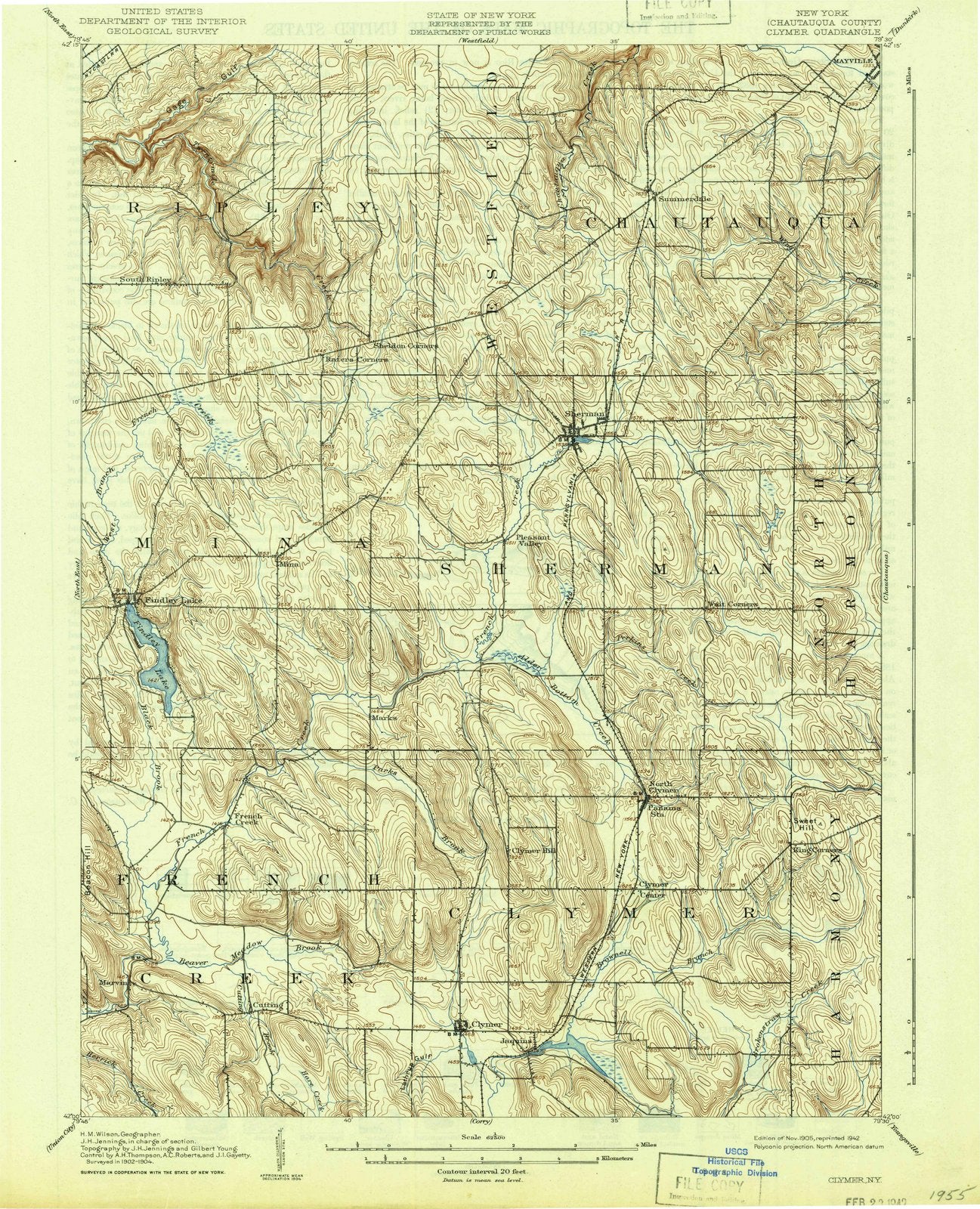 1905 Clymer, NY - New York - USGS Topographic Map
