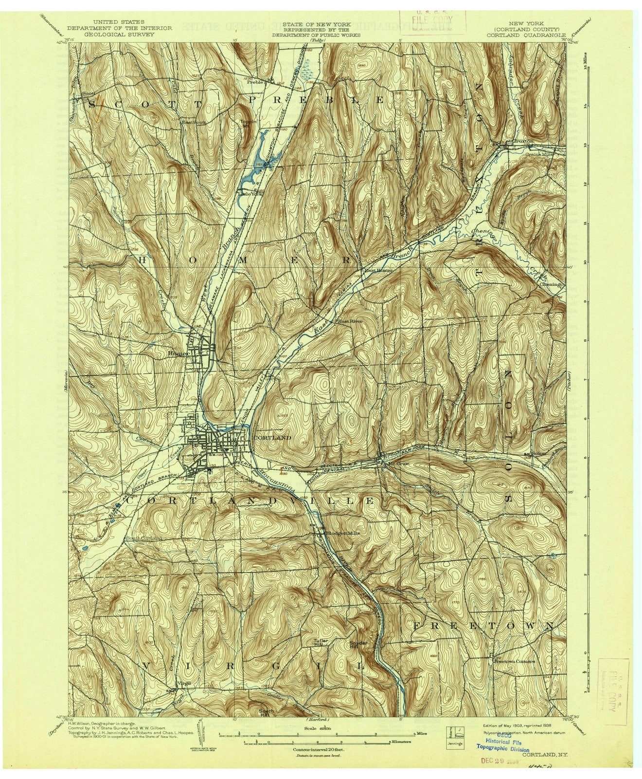1903 Cortland, NY - New York - USGS Topographic Map - Historic Pictoric