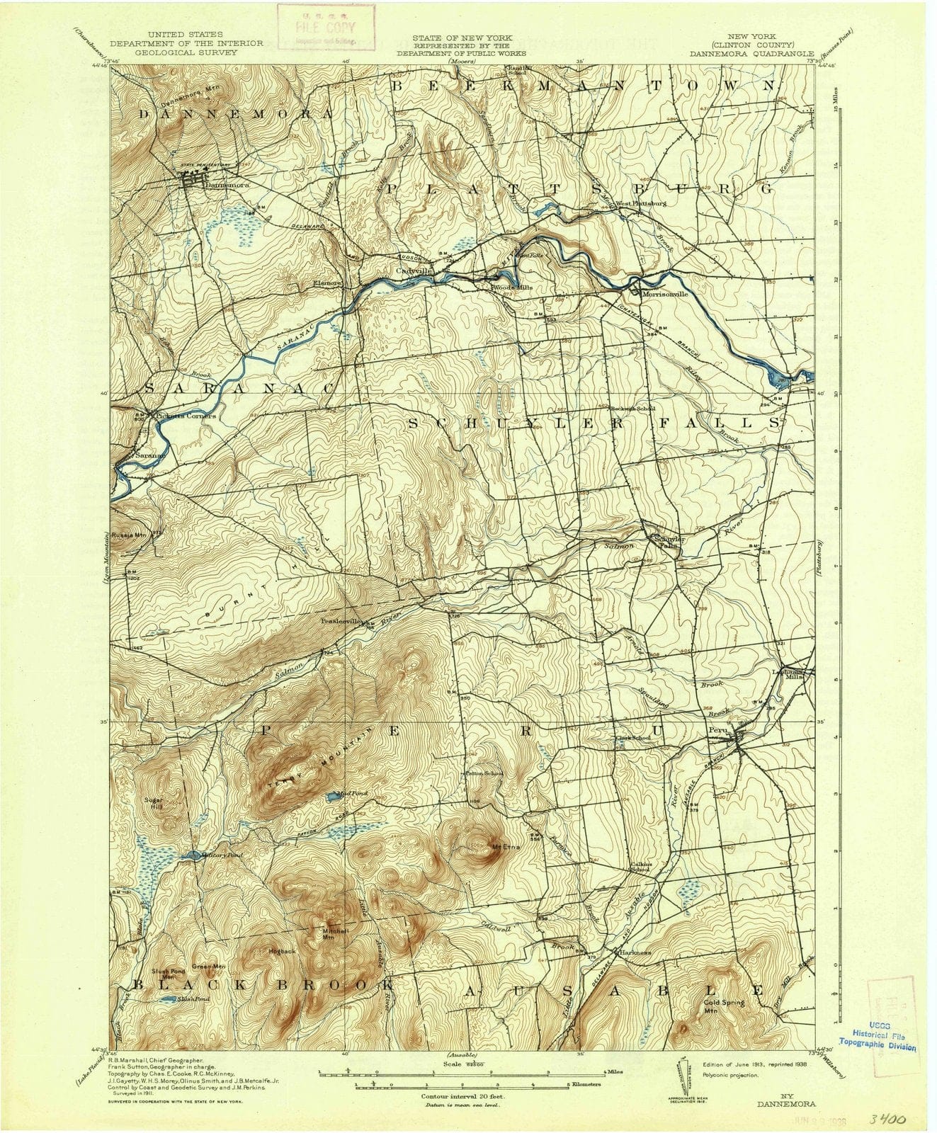 1913 Dannemora, NY - New York - USGS Topographic Map