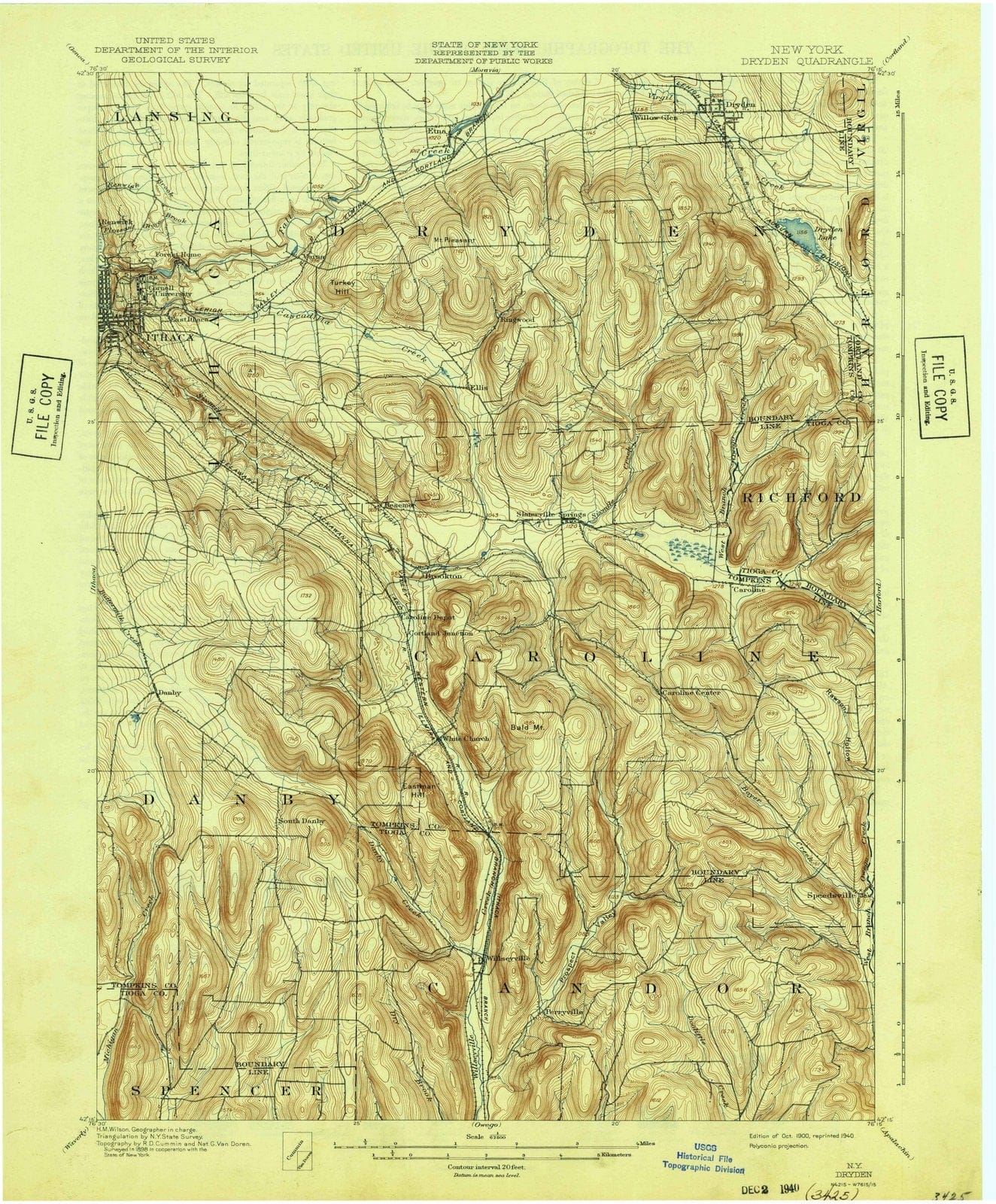 1900 Dryden, NY - New York - USGS Topographic Map