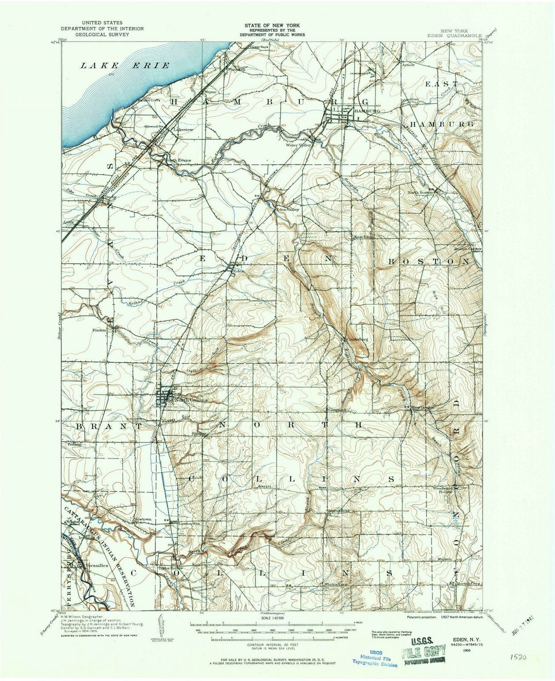 1905 Eden, NY - New York - USGS Topographic Map