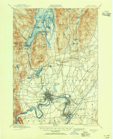 1895 Glens Falls, NY - New York - USGS Topographic Map