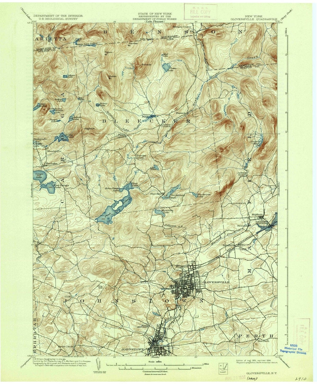 1903 Gloversville, NY - New York - USGS Topographic Map
