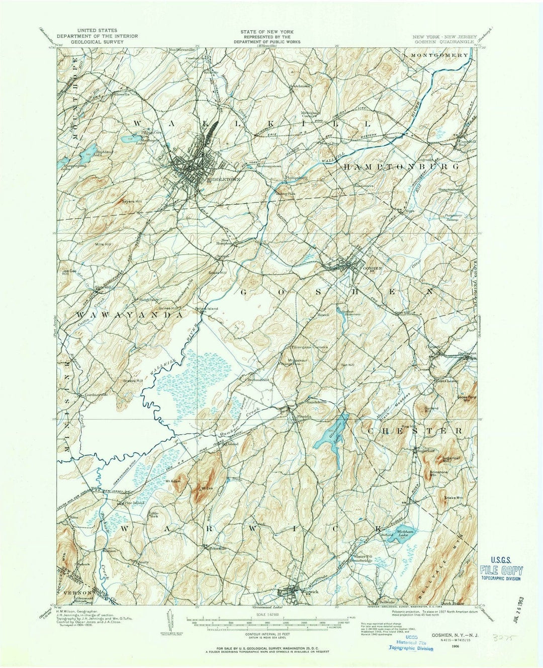 1906 Goshen, NY - New York - USGS Topographic Map