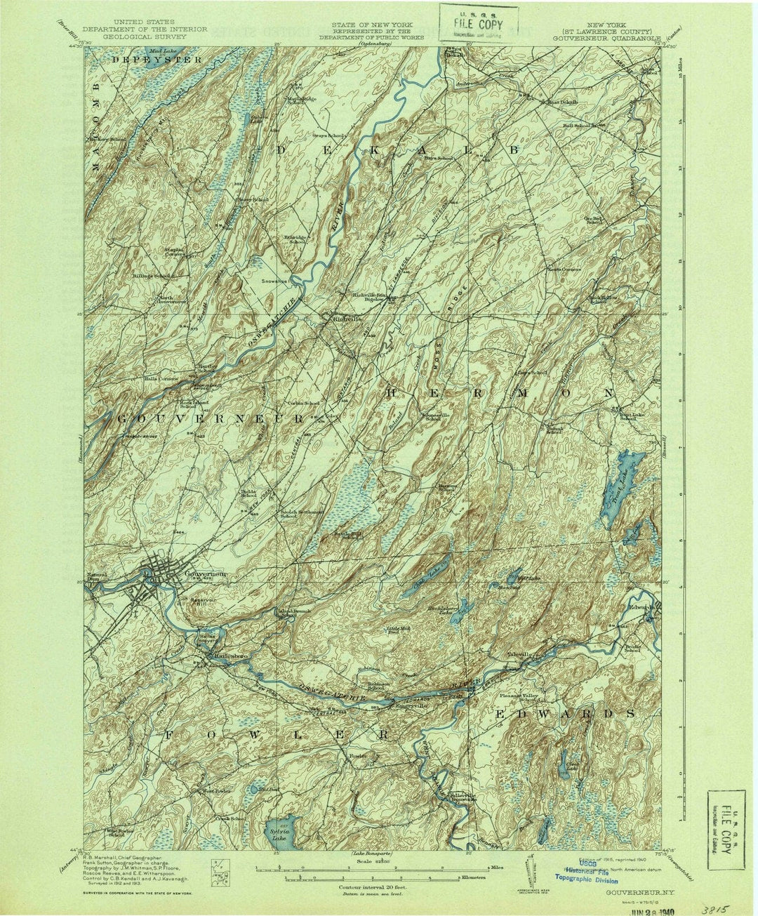 1915 Gouverneur, NY - New York - USGS Topographic Map