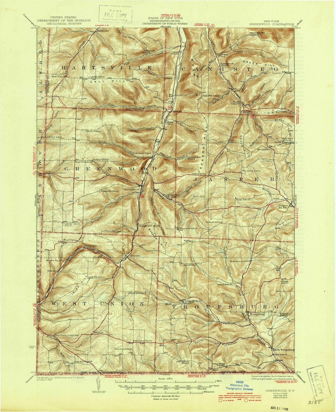 1926 Greenwood, NY - New York - USGS Topographic Map
