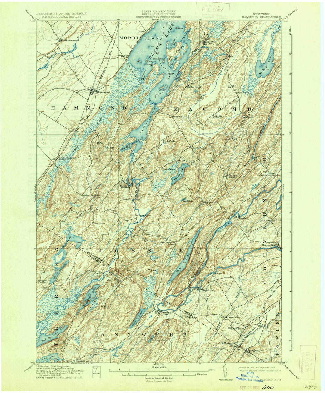 1912 Hammond, NY - New York - USGS Topographic Map