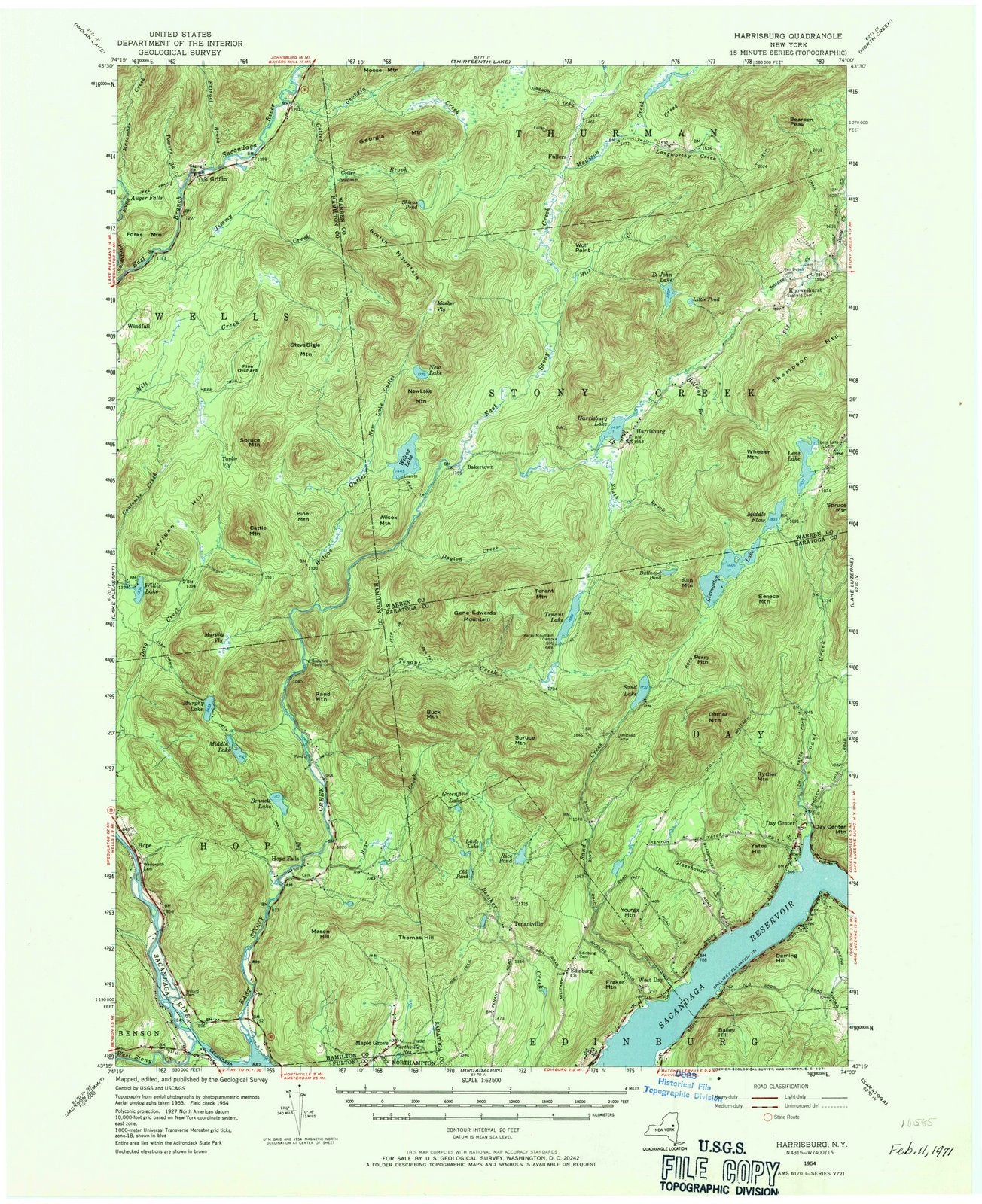 1954 Harrisburg, NY - New York - USGS Topographic Map