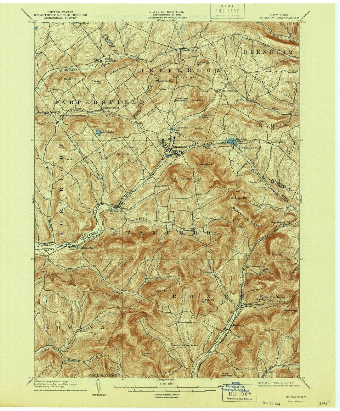 1904 Hobart, NY - New York - USGS Topographic Map