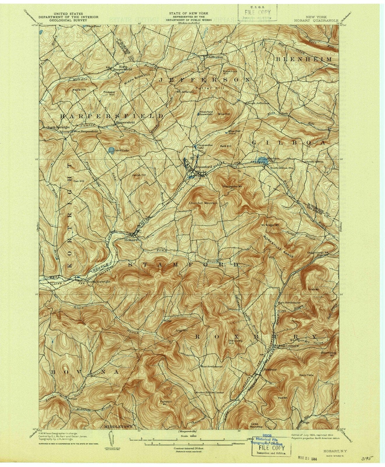 1904 Hobart, NY - New York - USGS Topographic Map
