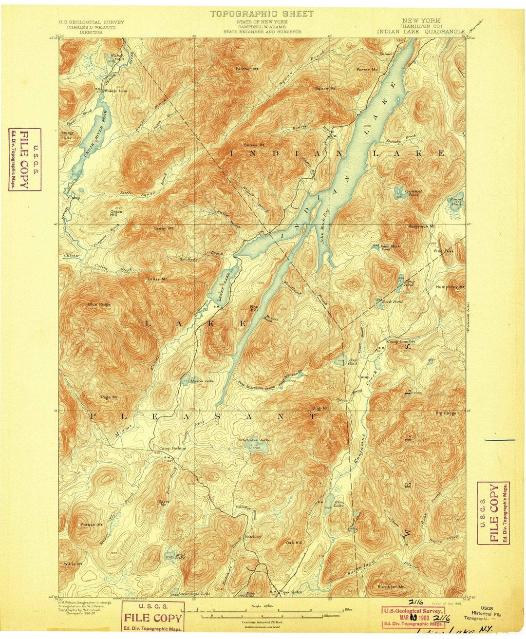 1899 Indian Lake, NY - New York - USGS Topographic Map