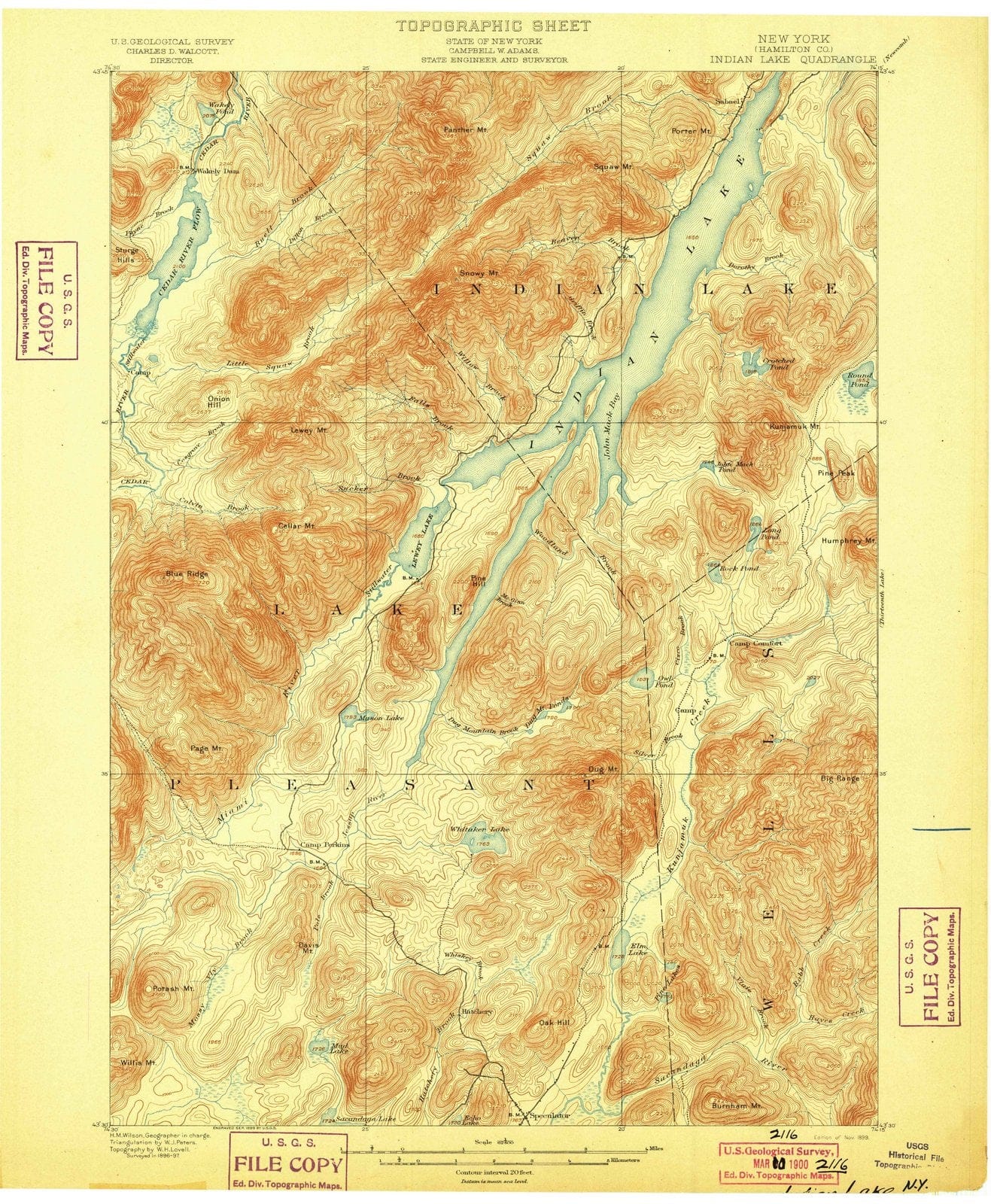 1899 Indian Lake, NY - New York - USGS Topographic Map