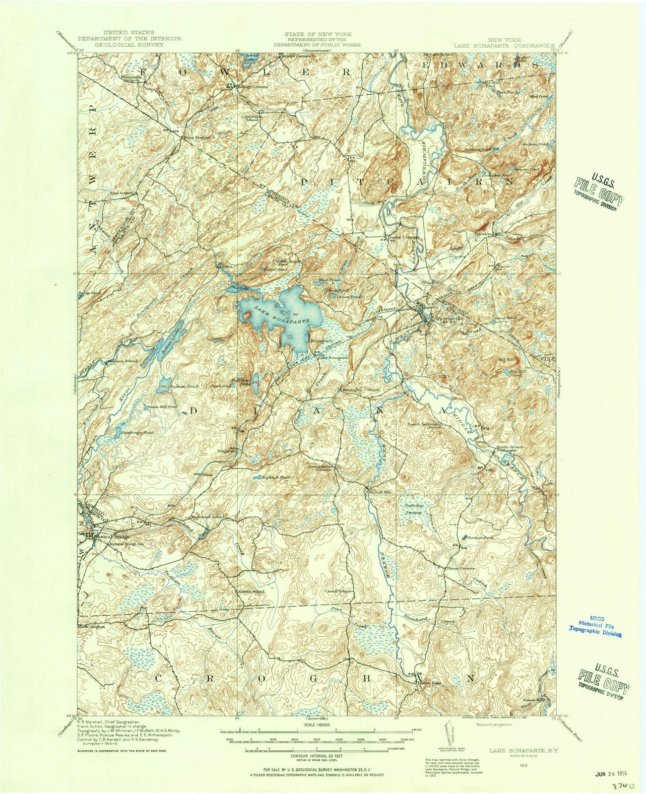 1913 Lake Bonaparte, NY - New York - USGS Topographic Map