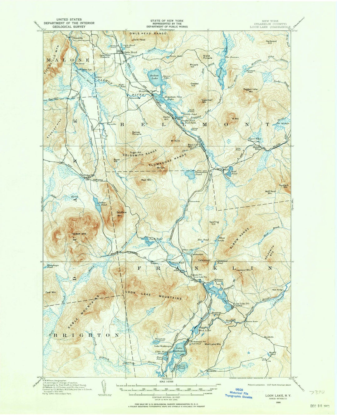 1906 Loon Lake, NY - New York - USGS Topographic Map