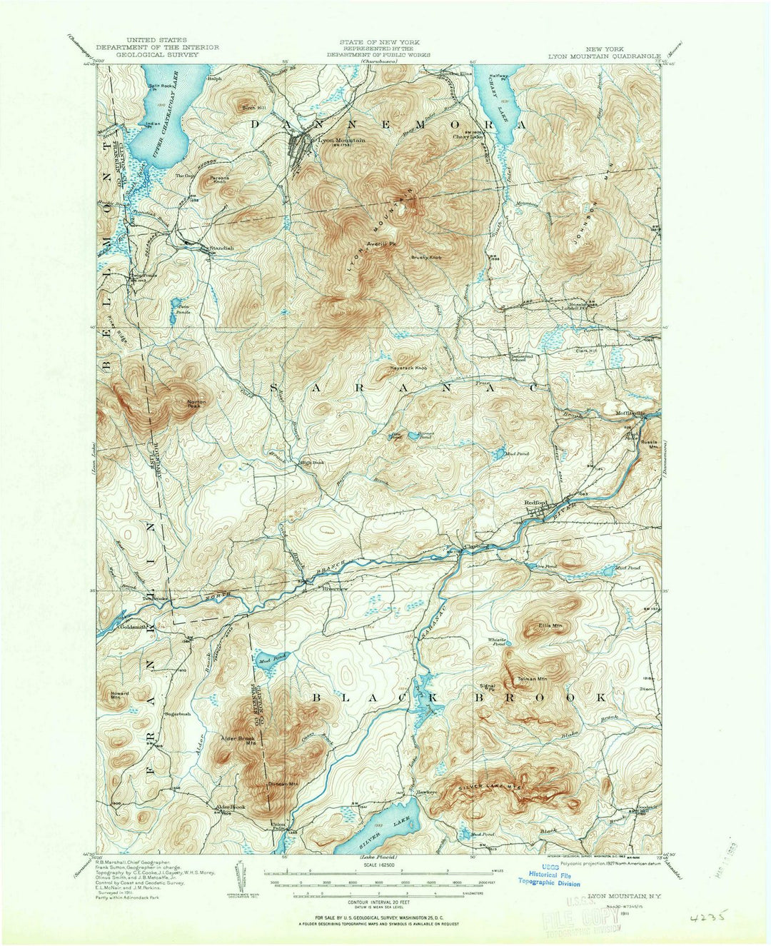 1911 Lyon Mountain, NY - New York - USGS Topographic Map