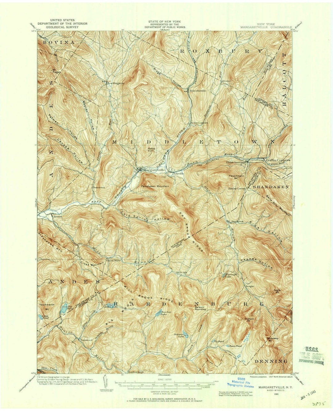 1901 Margaretville, NY - New York - USGS Topographic Map