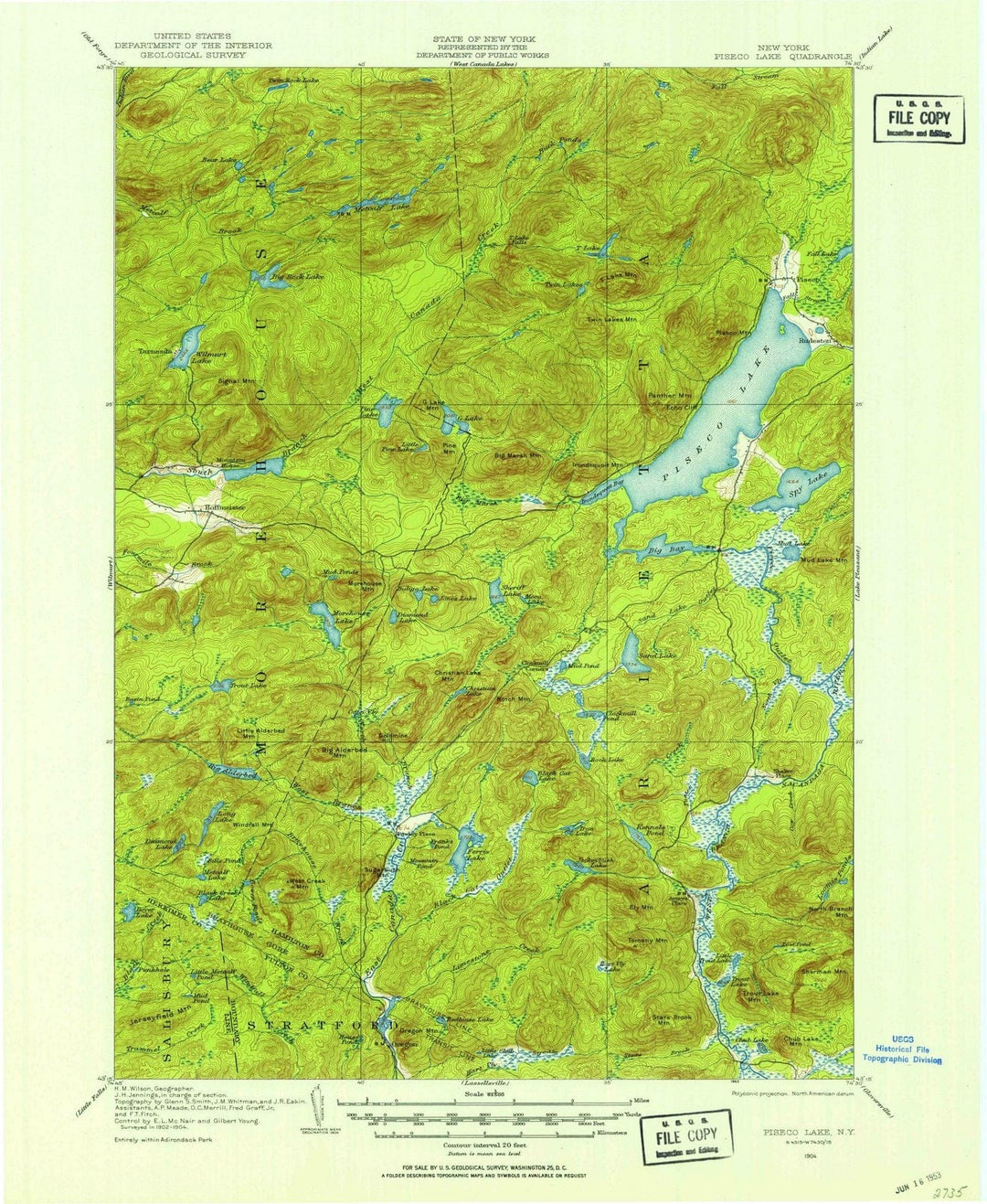 1904 Piseco Lake, NY - New York - USGS Topographic Map