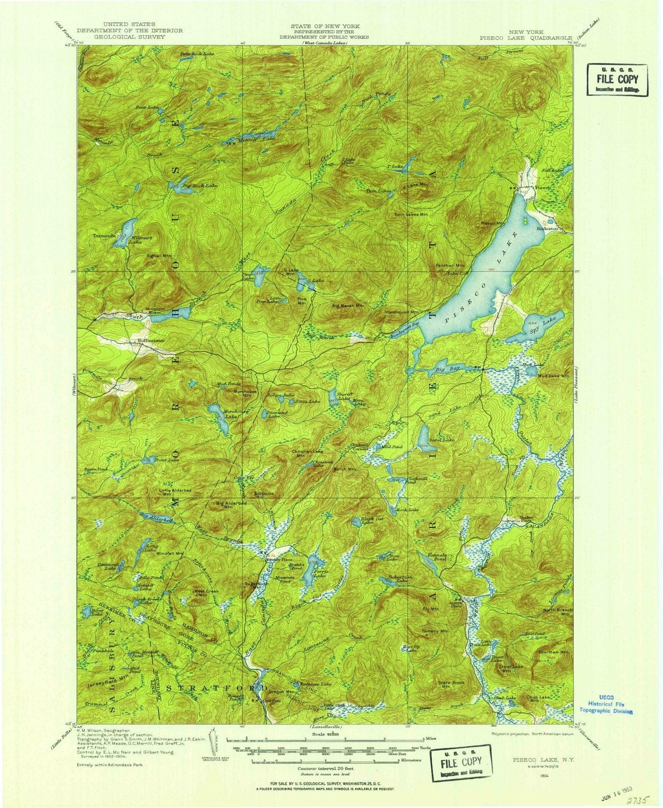 1904 Piseco Lake, NY - New York - USGS Topographic Map