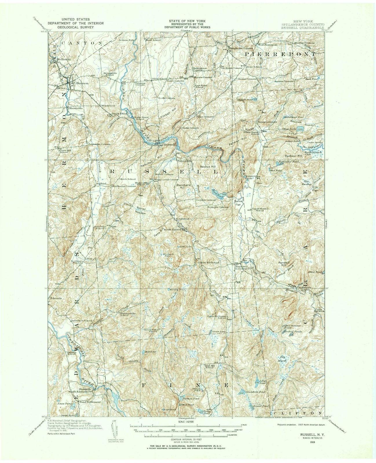 1915 Russell, NY - New York - USGS Topographic Map