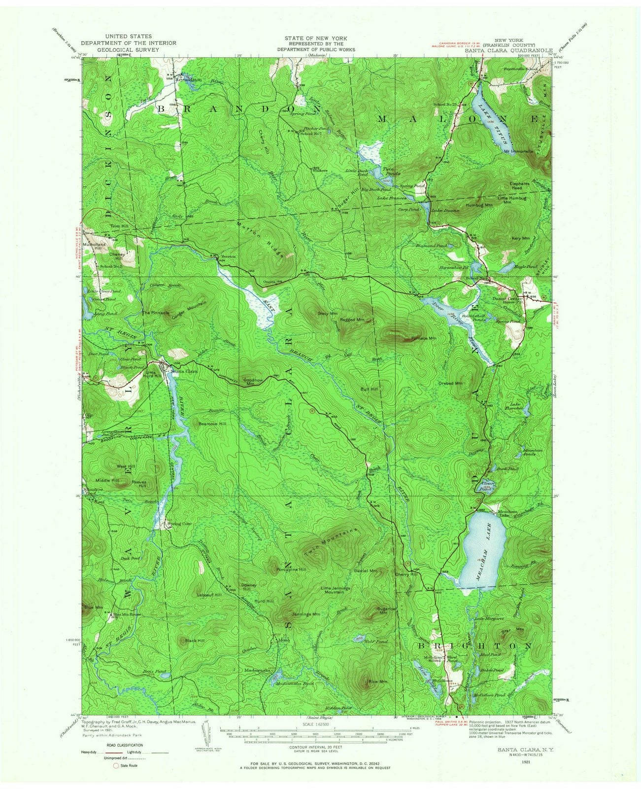 1921 Santa Clara, NY - New York - USGS Topographic Map
