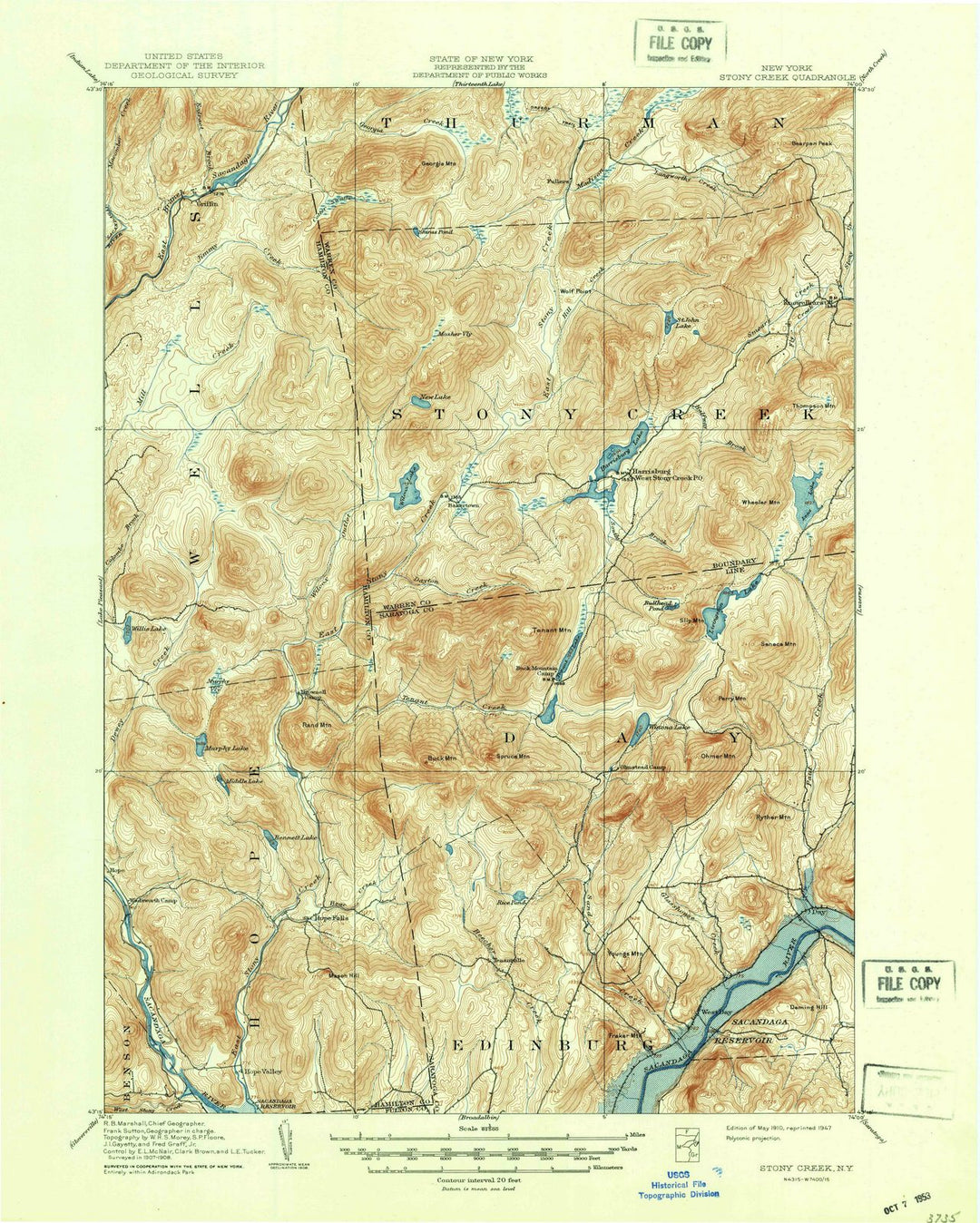 1910 Stony Creek, NY - New York - USGS Topographic Map