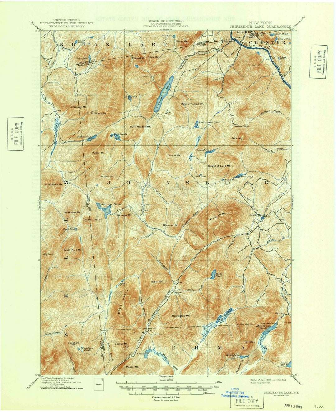 1898 Thirteenth Lake, NY - New York - USGS Topographic Map