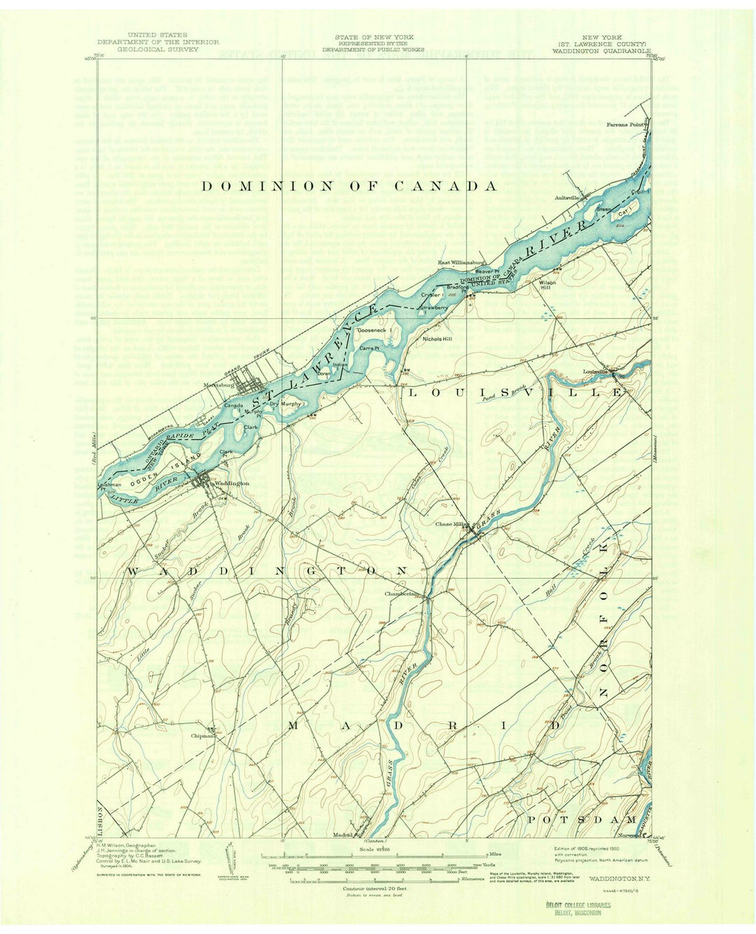 1905 Waddington, NY - New York - USGS Topographic Map