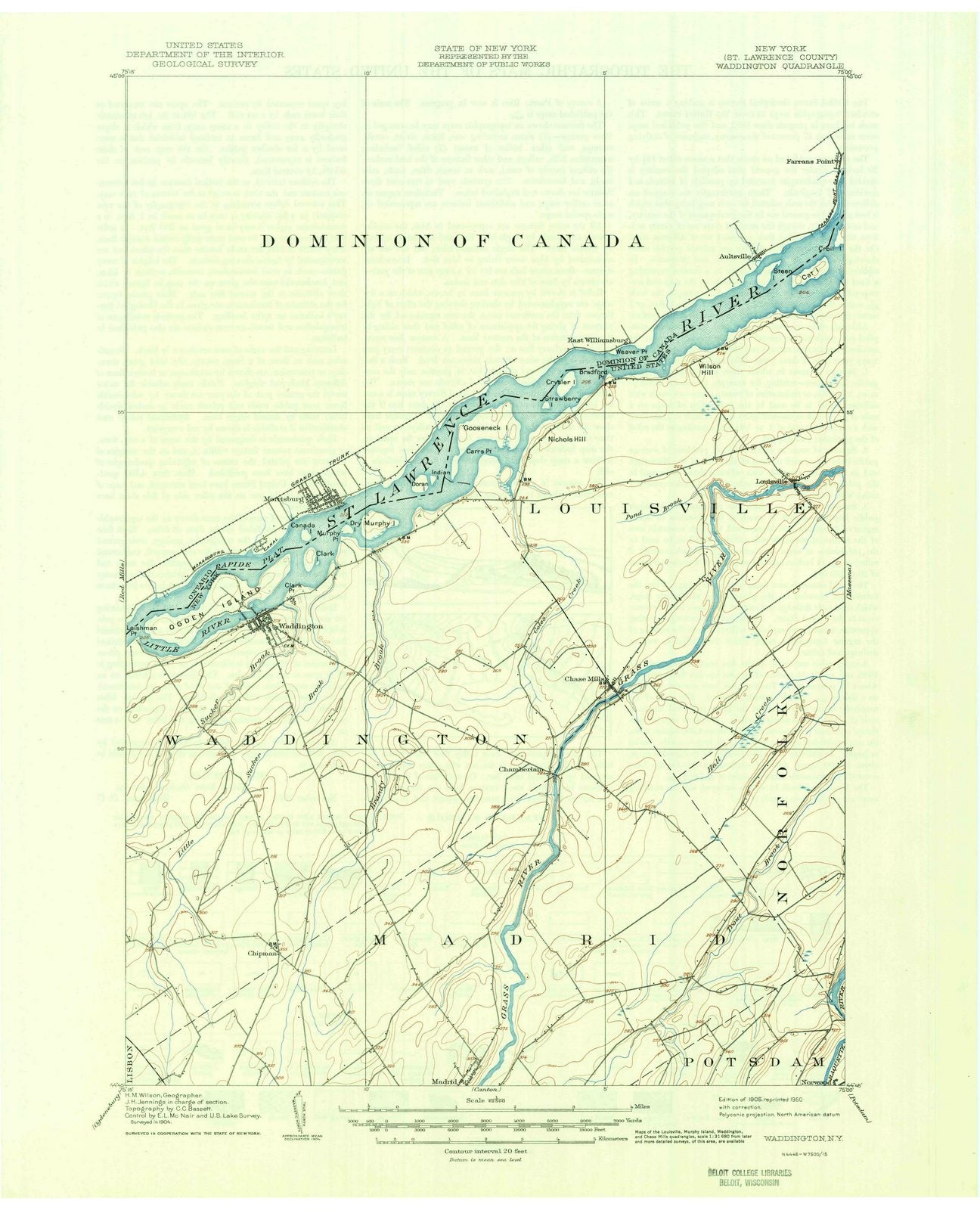 1905 Waddington, NY - New York - USGS Topographic Map