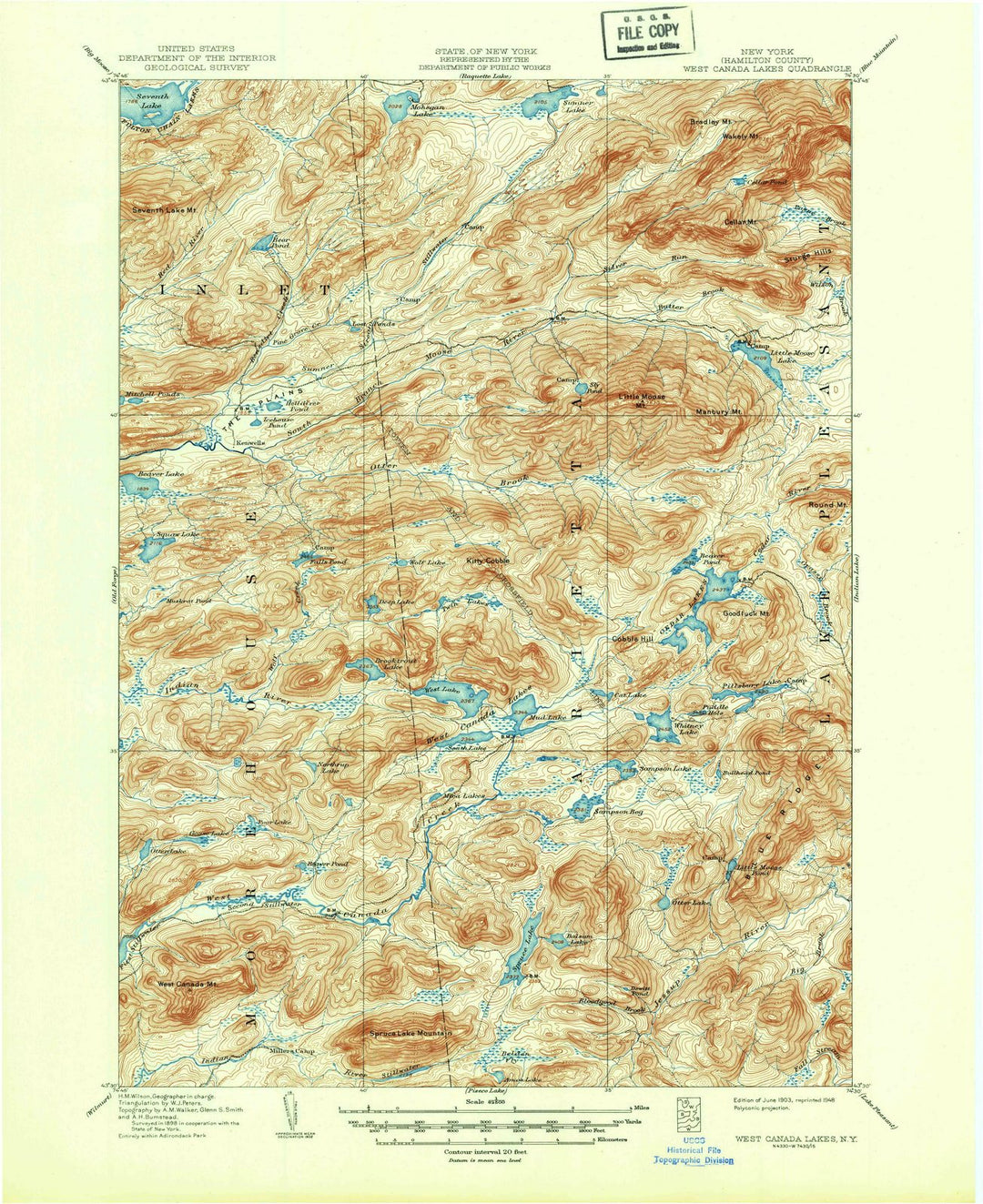 1903 West Canada Lakes, NY - New York - USGS Topographic Map
