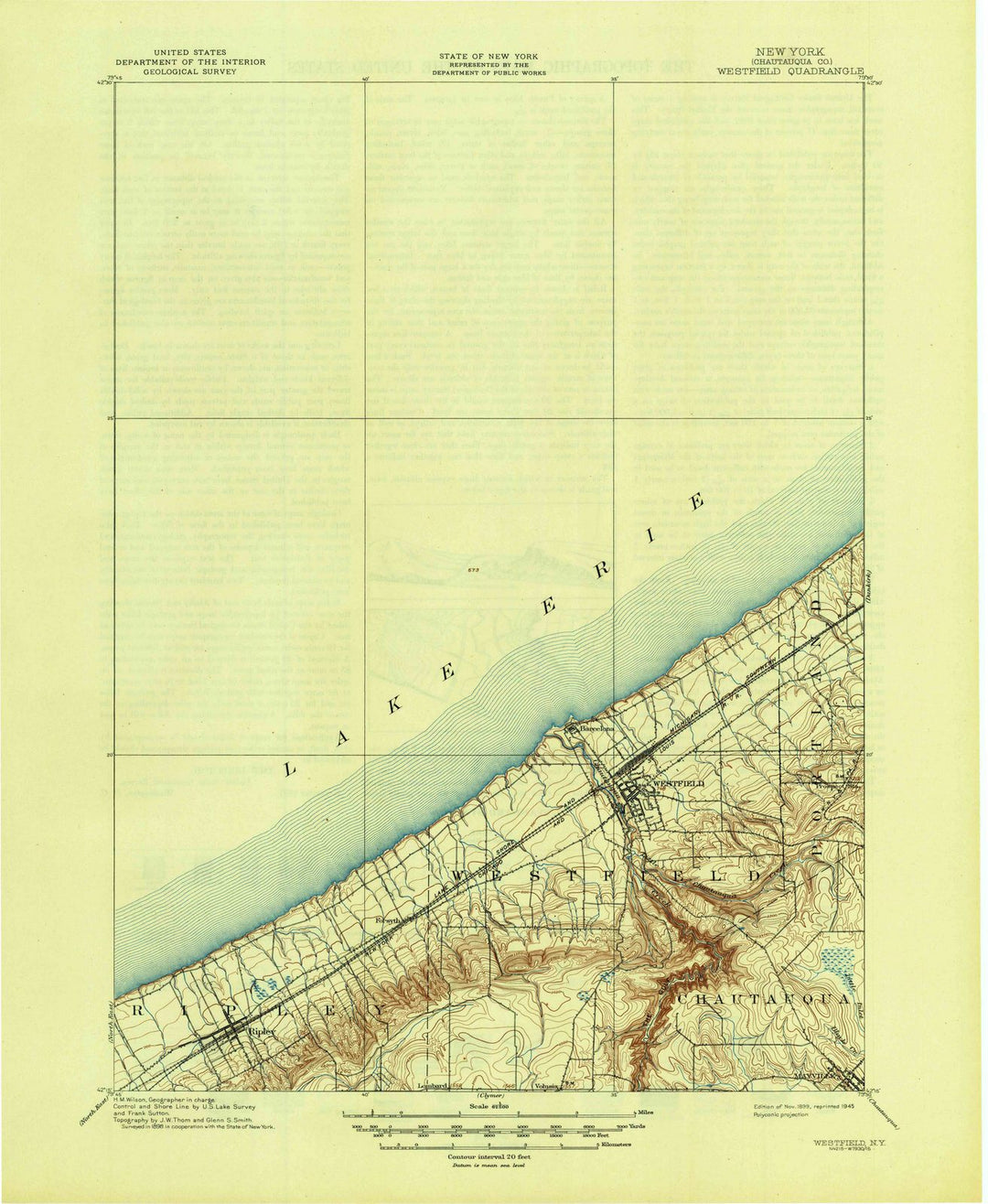 1899 Westfield, NY - New York - USGS Topographic Map