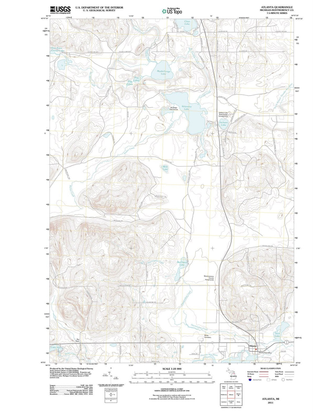 2011 Atlanta, MI - Michigan - USGS Topographic Map