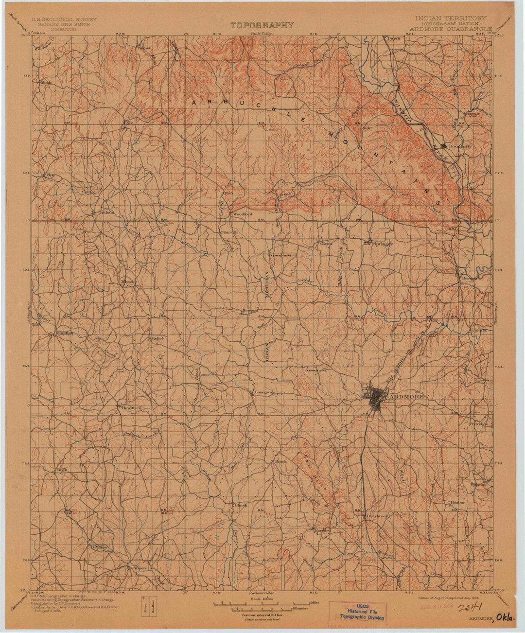 1901 Ardmore, OK - Oklahoma - USGS Topographic Map