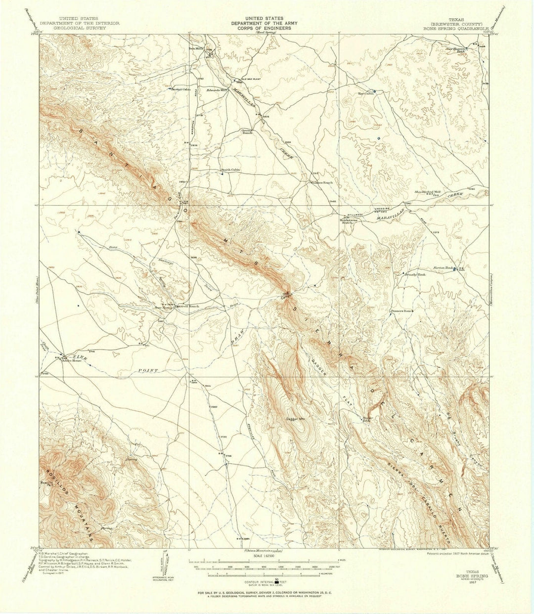 1917 Bone Spring, TX - Texas - USGS Topographic Map