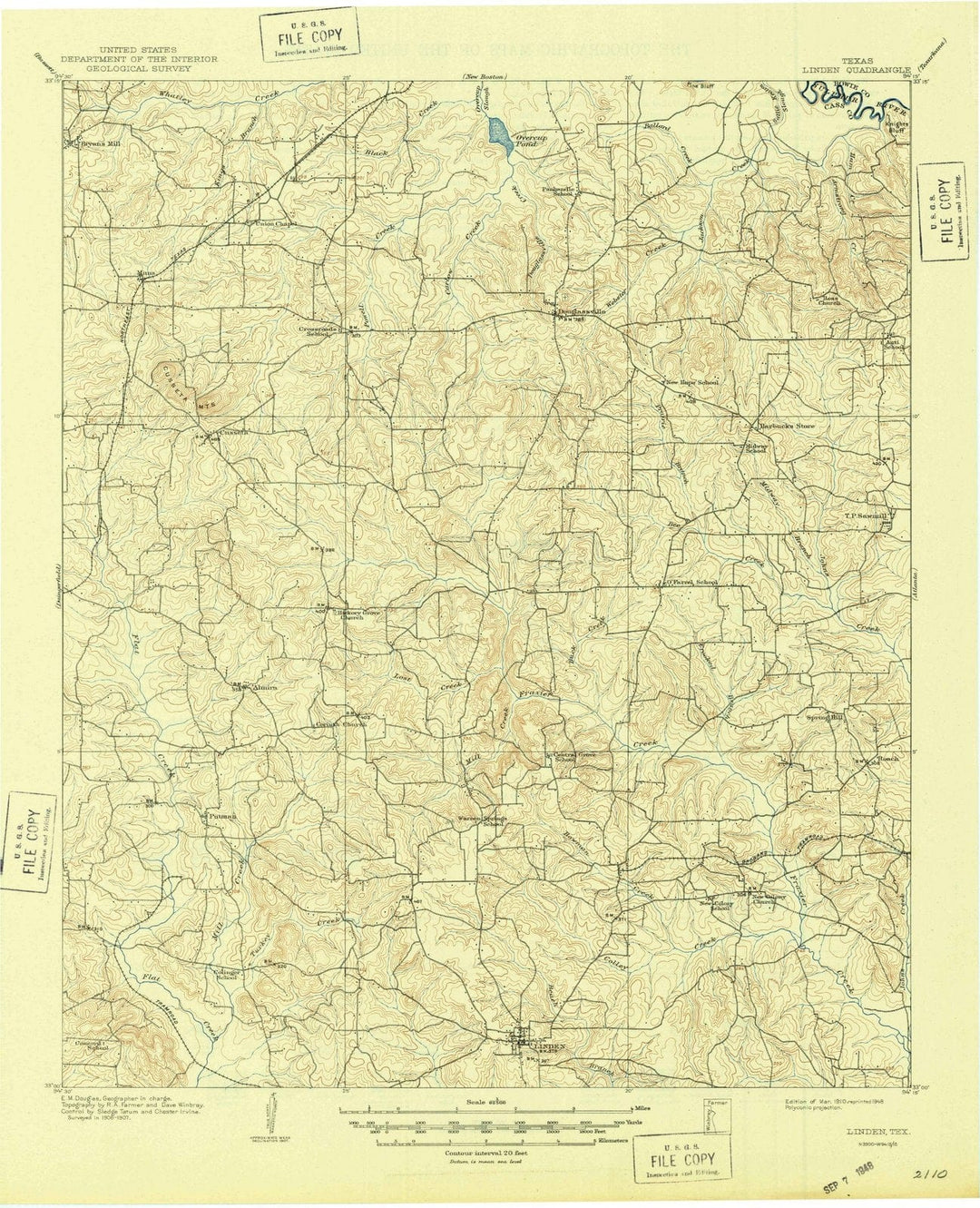 1910 Linden, TX - Texas - USGS Topographic Map