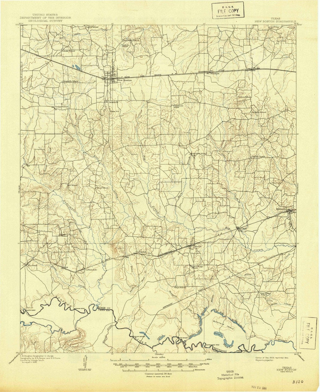 1909 New Boston, TX - Texas - USGS Topographic Map