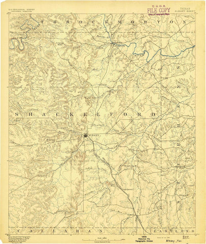 1892 Albany, TX - Texas - USGS Topographic Map