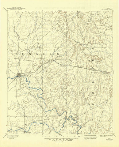1892 Ballinger, TX - Texas - USGS Topographic Map