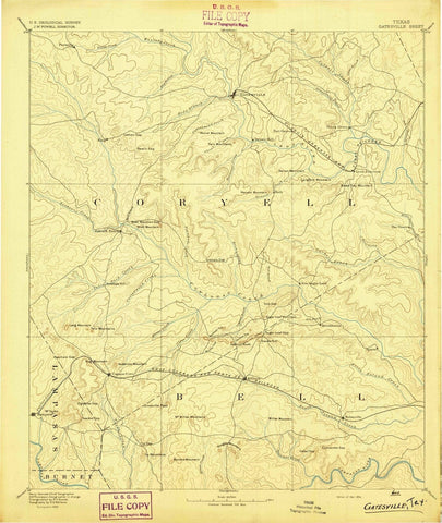 1894 Gatesville, TX - Texas - USGS Topographic Map