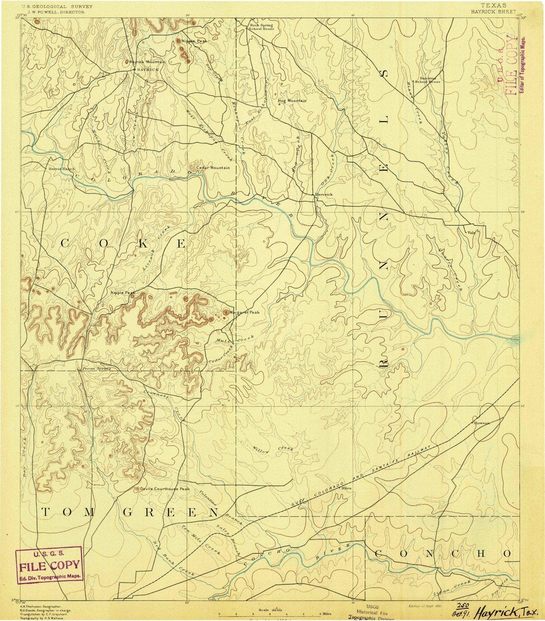 1891 Hayrick, TX - Texas - USGS Topographic Map