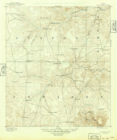 1893 Rock Springs, TX - Texas - USGS Topographic Map