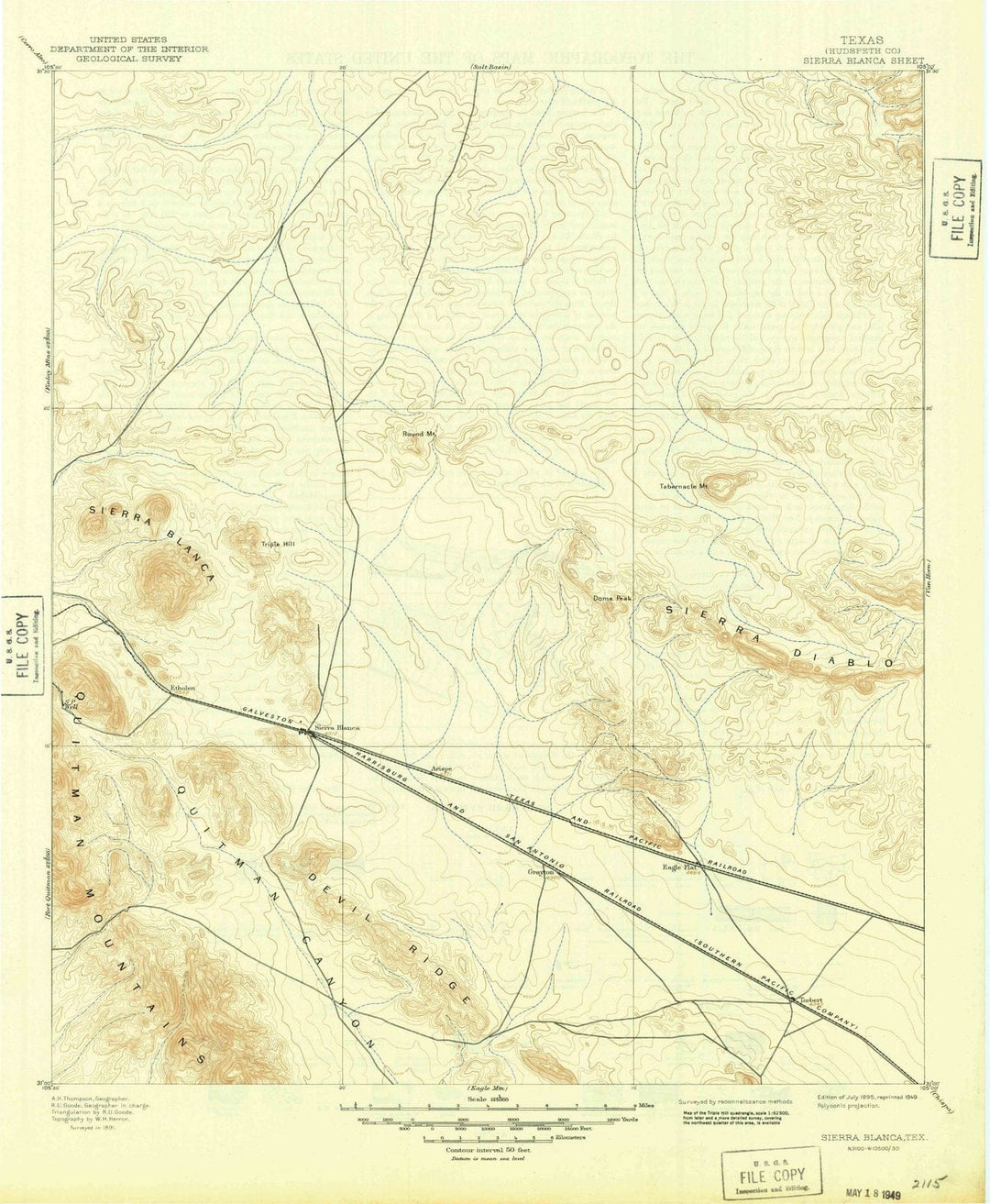 1895 Sierra Blanca, TX - Texas - USGS Topographic Map