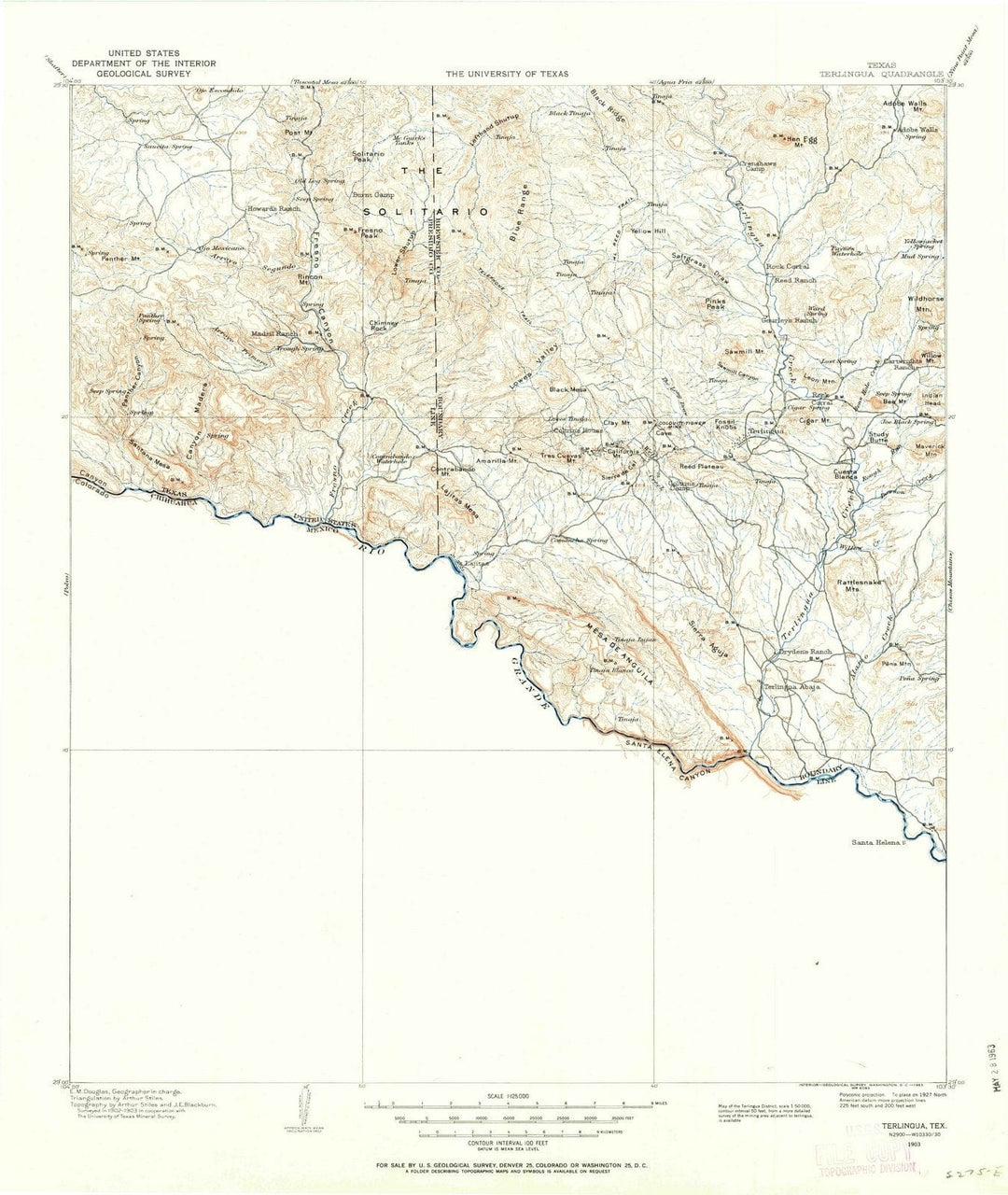 1903 Terlingua, TX - Texas - USGS Topographic Map